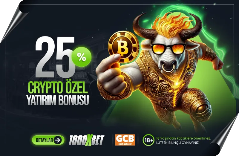 1000xbet Yüzde 25 Kripto Spor ve Casino Yatırım Bonusu