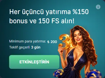 7Slots Her Üçüncü Yatırıma Yüzde 150 Bonus ve 150 FS Alın
